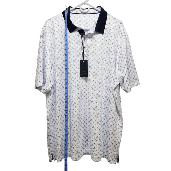 Maelreg Mens Performance Polo Shirt 2XL White & Blue Cross Pattern - Picture 4 of 8